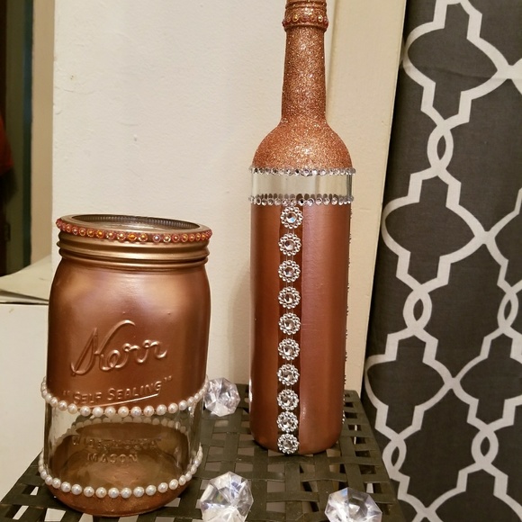 Other Decorative Wine Bottle Mason Jar Set Poshmark